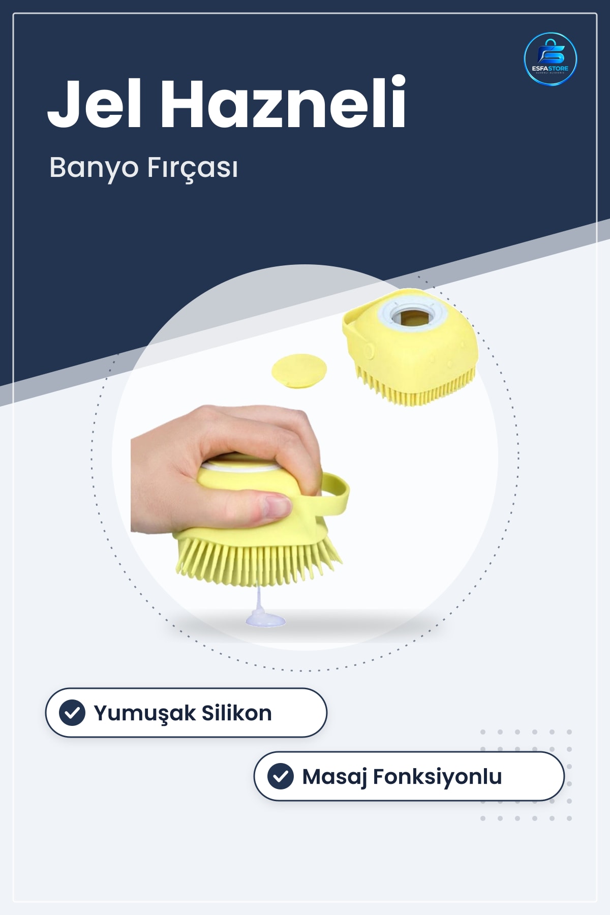 Silikon Duş Kese Lifi Jel Hazneli Masaj Fonksiyonlu Banyo Fırçası Yumuşak Cilt Bakımı Pratik