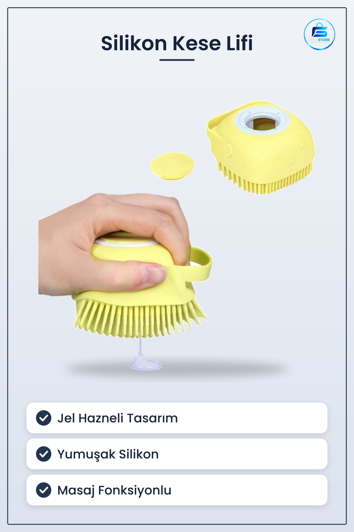 Silikon Duş Kese Lifi Jel Hazneli Masaj Fonksiyonlu Banyo Fırçası Yumuşak Cilt Bakımı Pratik