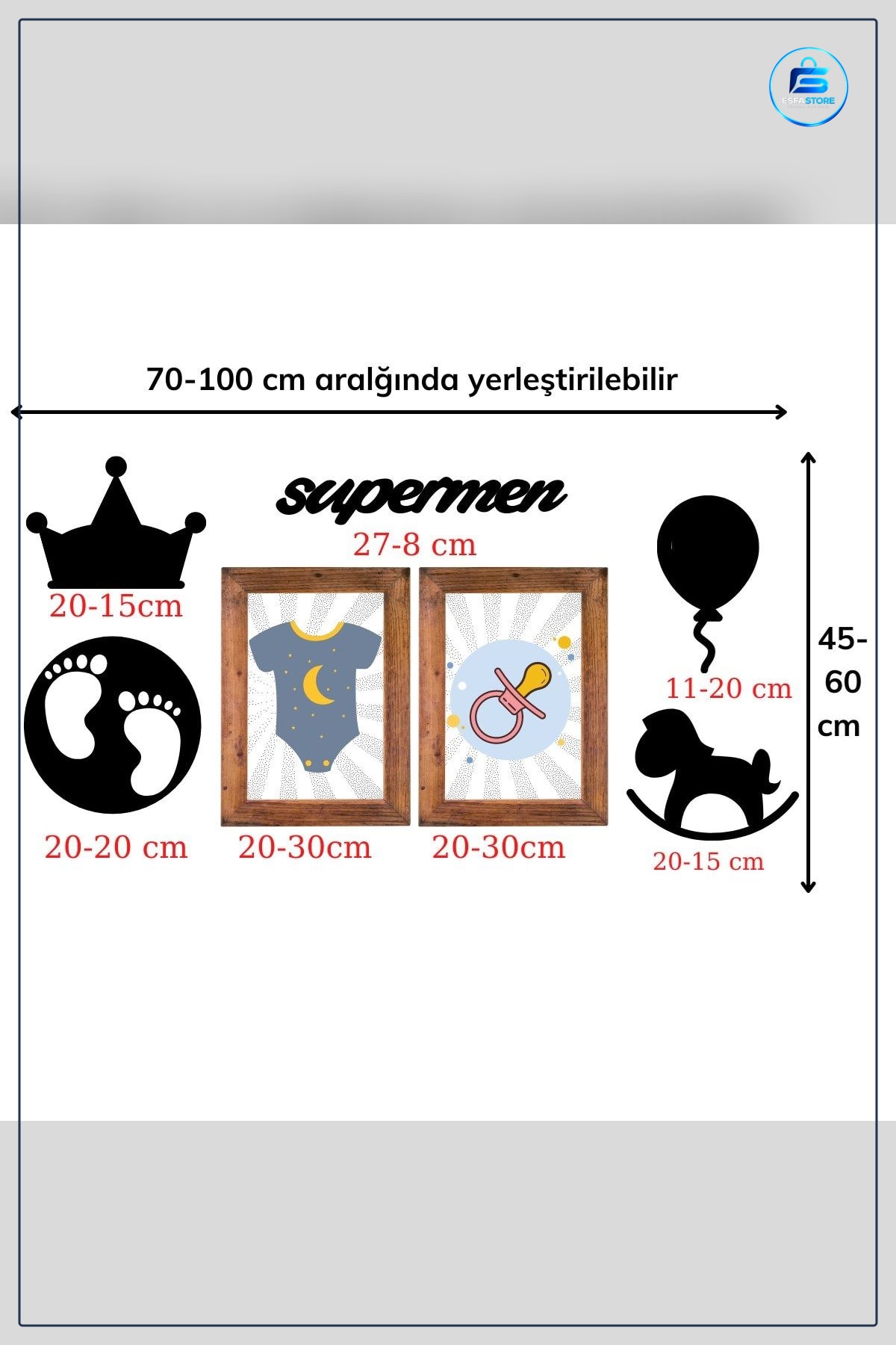 Ahşap Supermen Dekoratif Duvar Süsü Seti Lazer Kesim Çocuk Odası Pano Hediyelik Tablo
