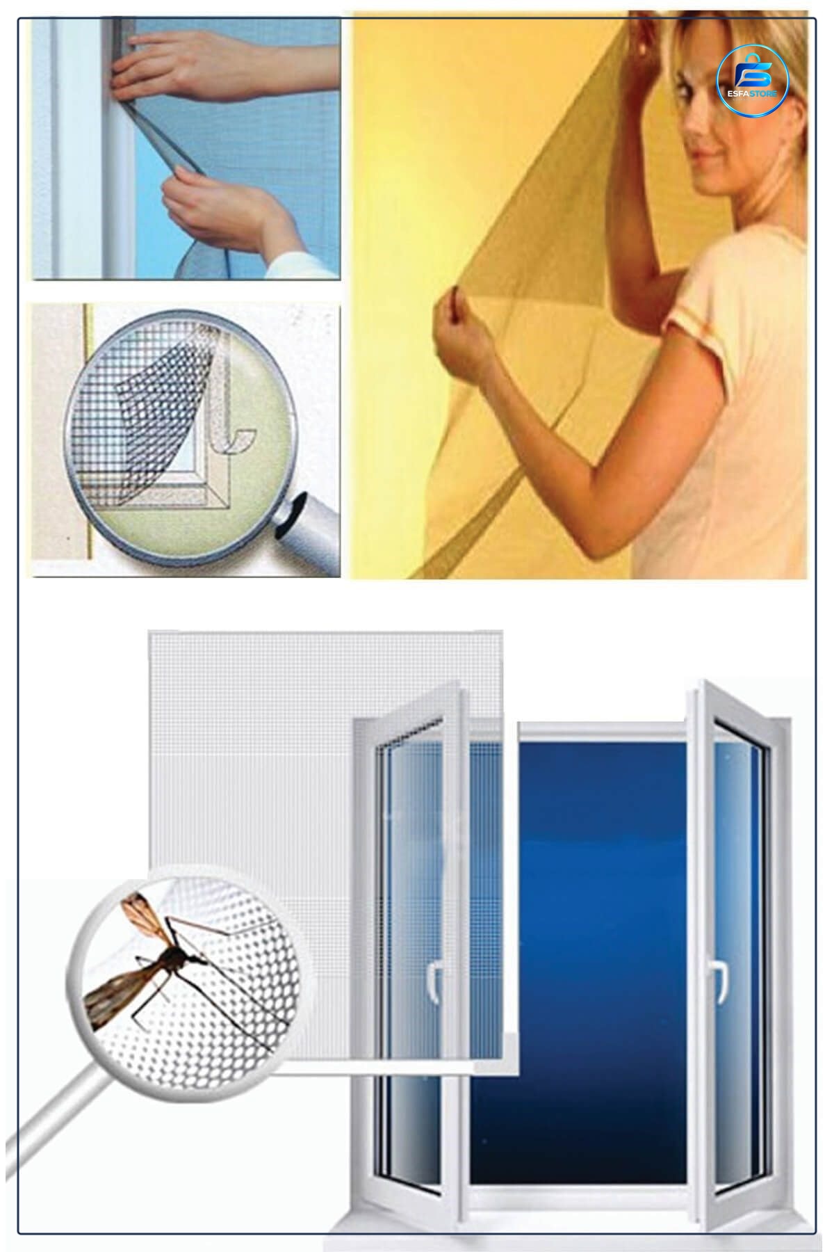 Pencere Sinekliği Tek Kanat Tüm Cam Kapılara Uyumlu Cırt Bıntlı Yapışkanlı 70cm x 125 cm