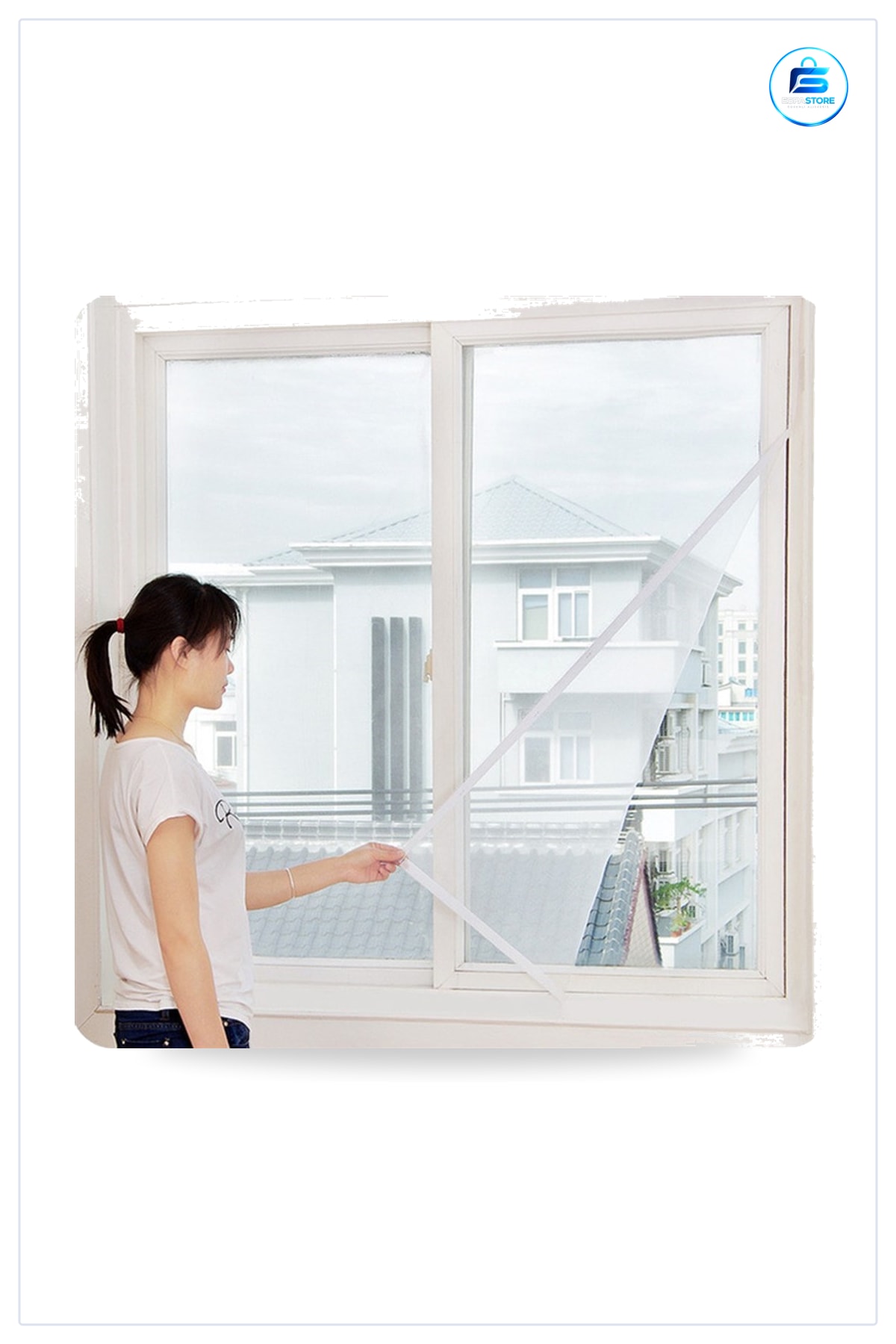 Pencere Sinekliği Tek Kanat Tüm Cam Kapılara Uyumlu Cırt Bıntlı Yapışkanlı 70cm x 125 cm