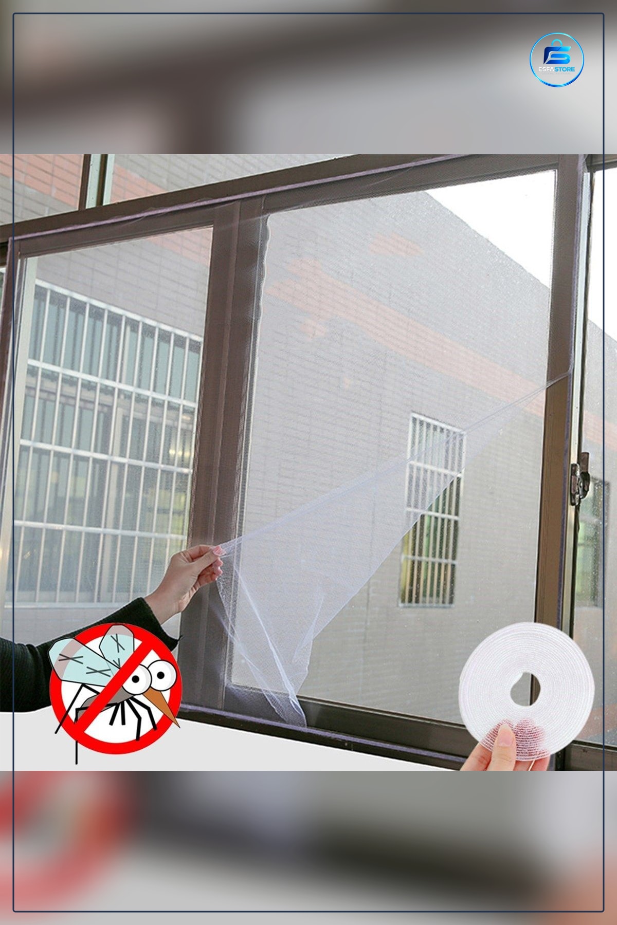 Pencere Sineklikİ Çift Kanat Uyumlu Tül Sineklik 130x150 cm Beyaz Cırtlı Yapışkanlı Bantlı