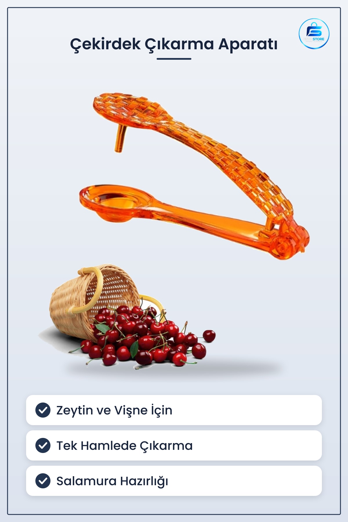 Zeytin ve Vişne Çekirdek Çıkarma Aparatı Pratik Kolay Salamura Çıkarıcı Mutfak Gereci
