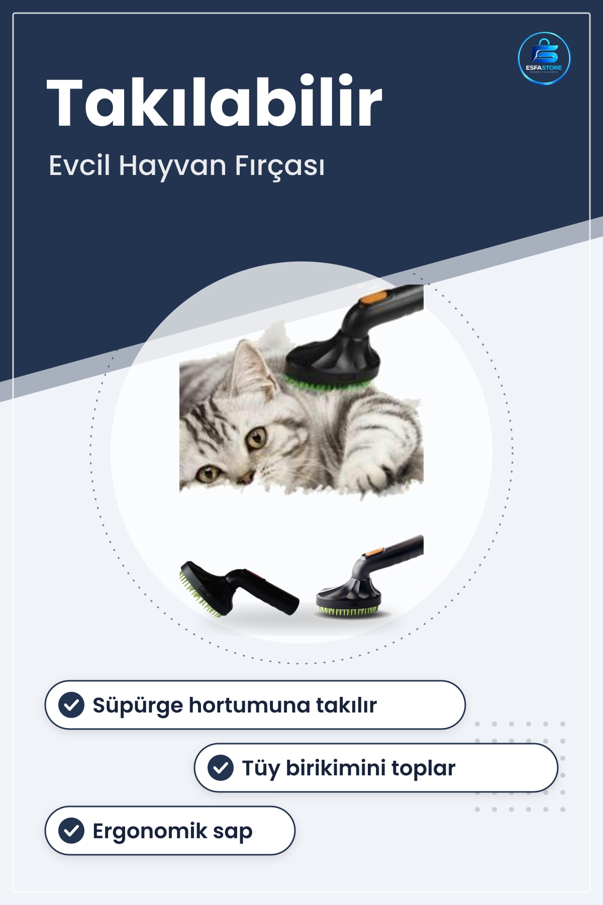 Süpürgeye Takılabilir Ergonomik Kedi Köpek Tüy Tarama Fırçası Evcil Hayvan Bakım Aparatı Pratik