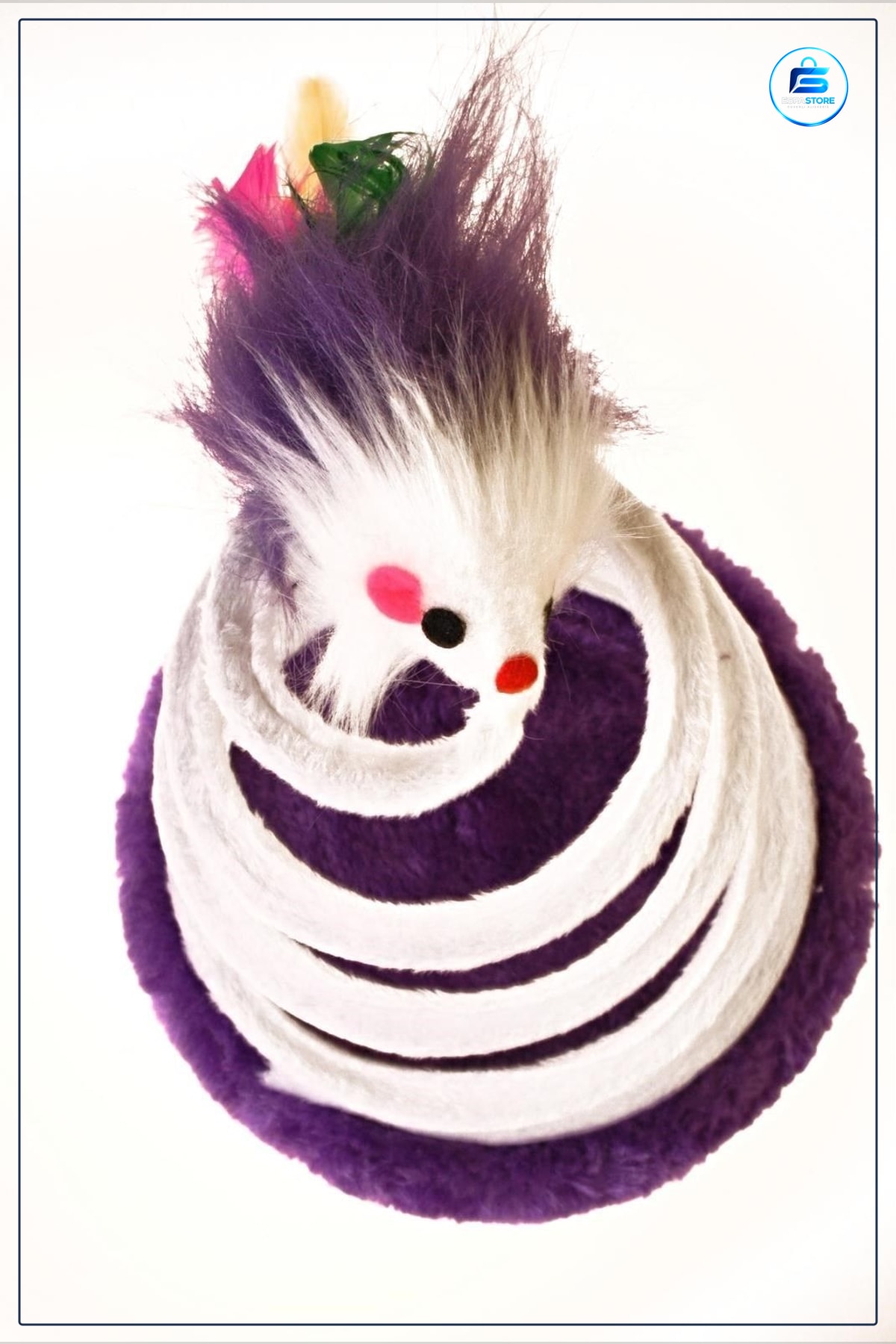 Peluşlu Yaylı Fare Figürlü Kedi Oyuncağı 15x15x10 cm Vantuzlu Hareketli Devrilmez Oyun