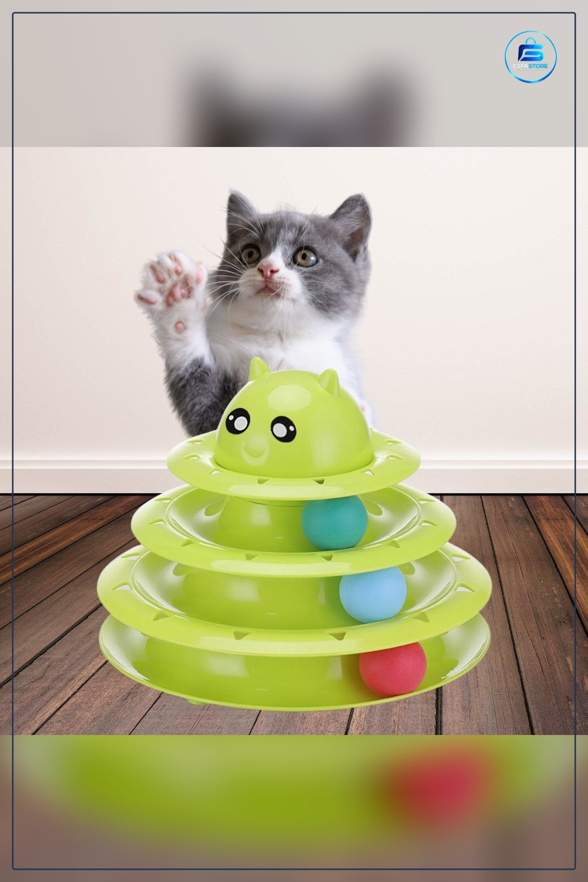 Kedi Oyuncağı Üç Katlı Top Yakalama Kulesi Eğlenceli Oyun Seti Kullanışlı Pratik Hediyelik