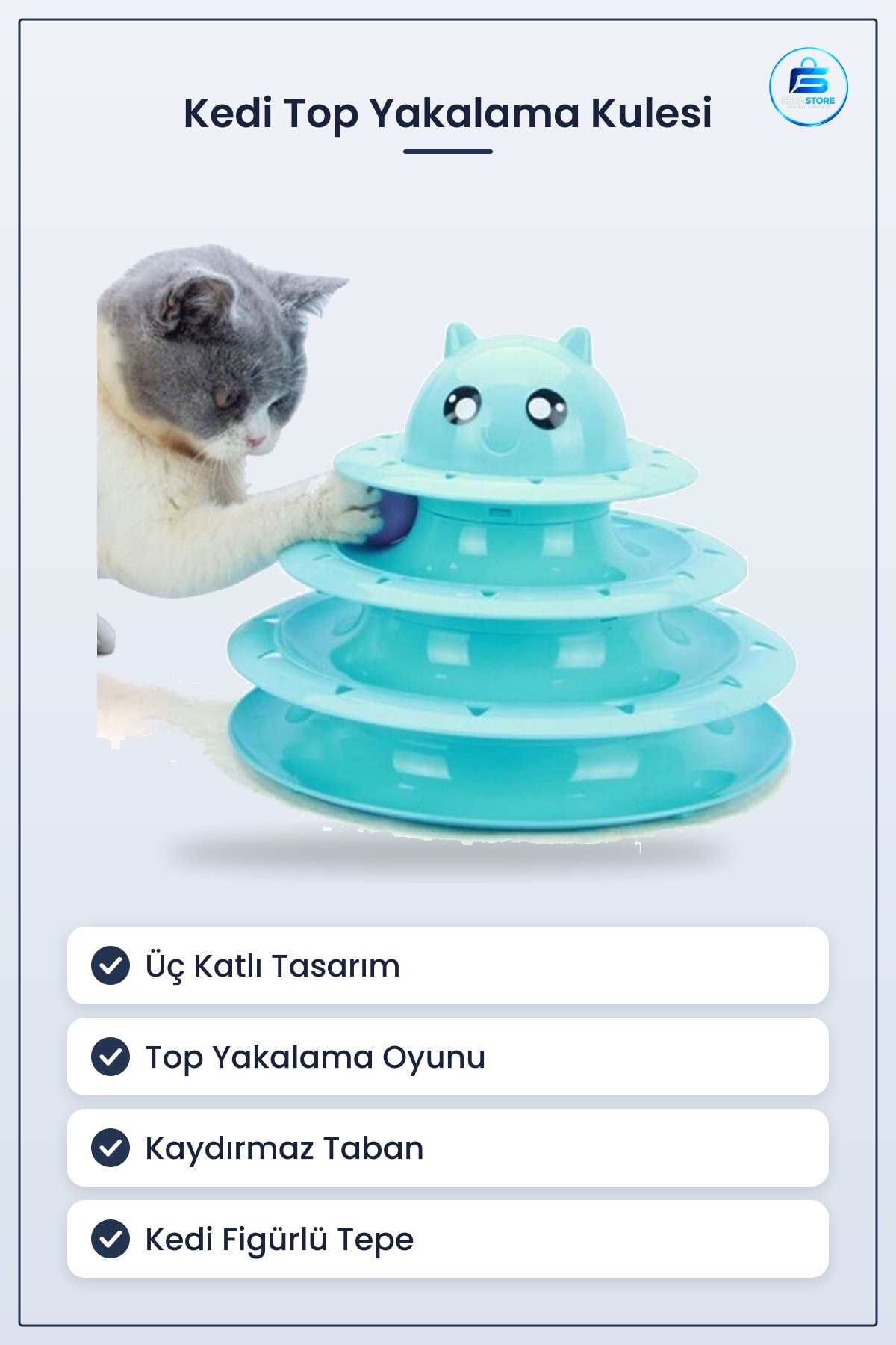 Kedi Oyuncağı Üç Katlı Top Yakalama Kulesi Eğlenceli Oyun Seti Kullanışlı Pratik Hediyelik