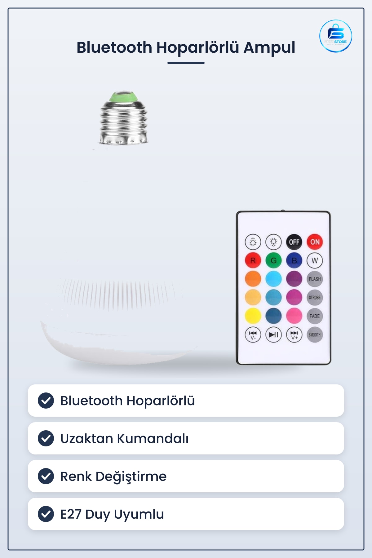Bluetooth Hoparlörlü Led Ampul Kumandalı Müzik Aydınlatma Dekoratif Işık Efekti Pratik Hediyelik