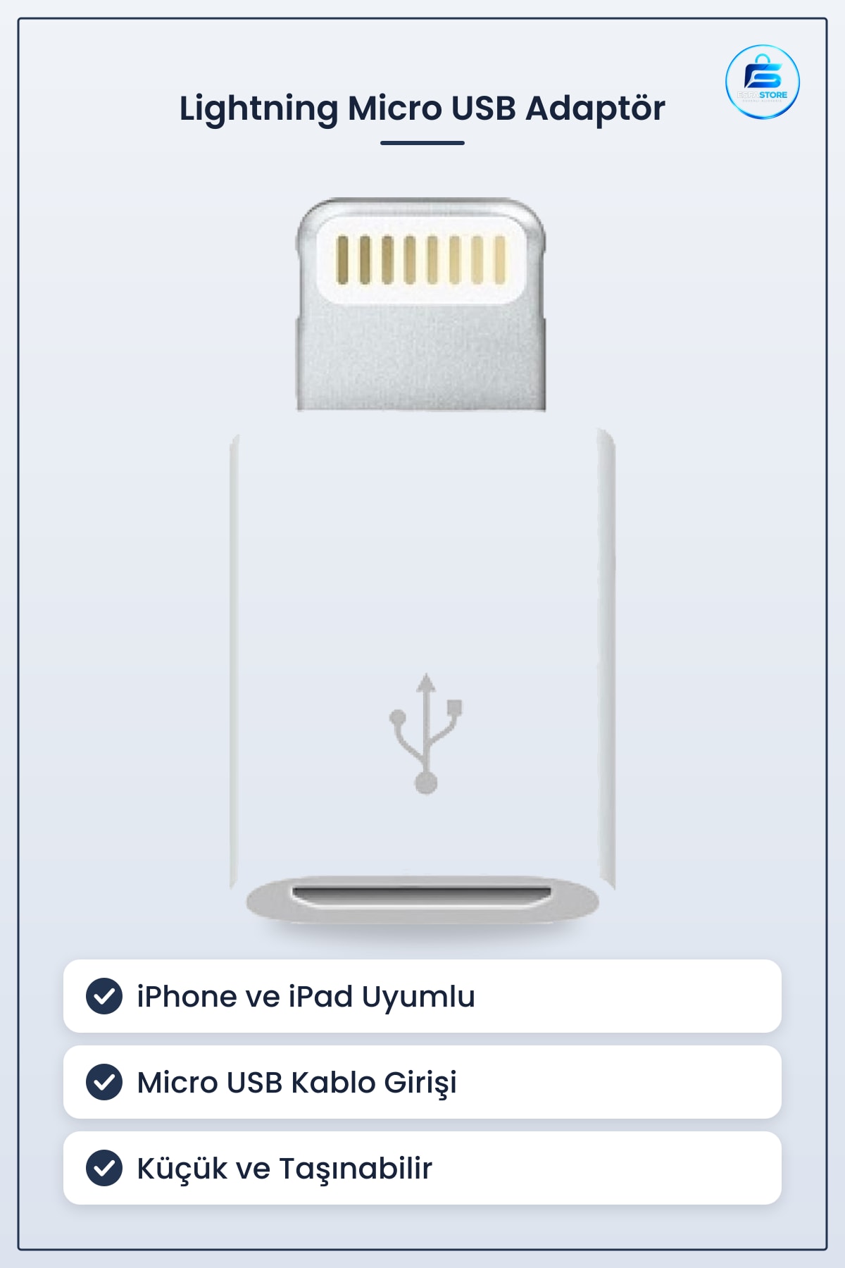 Micro USB Lightning Dönüştürücü Adaptör iPhone iPad OTG Aparatı Beyaz Plastik Şarj Çevirici
