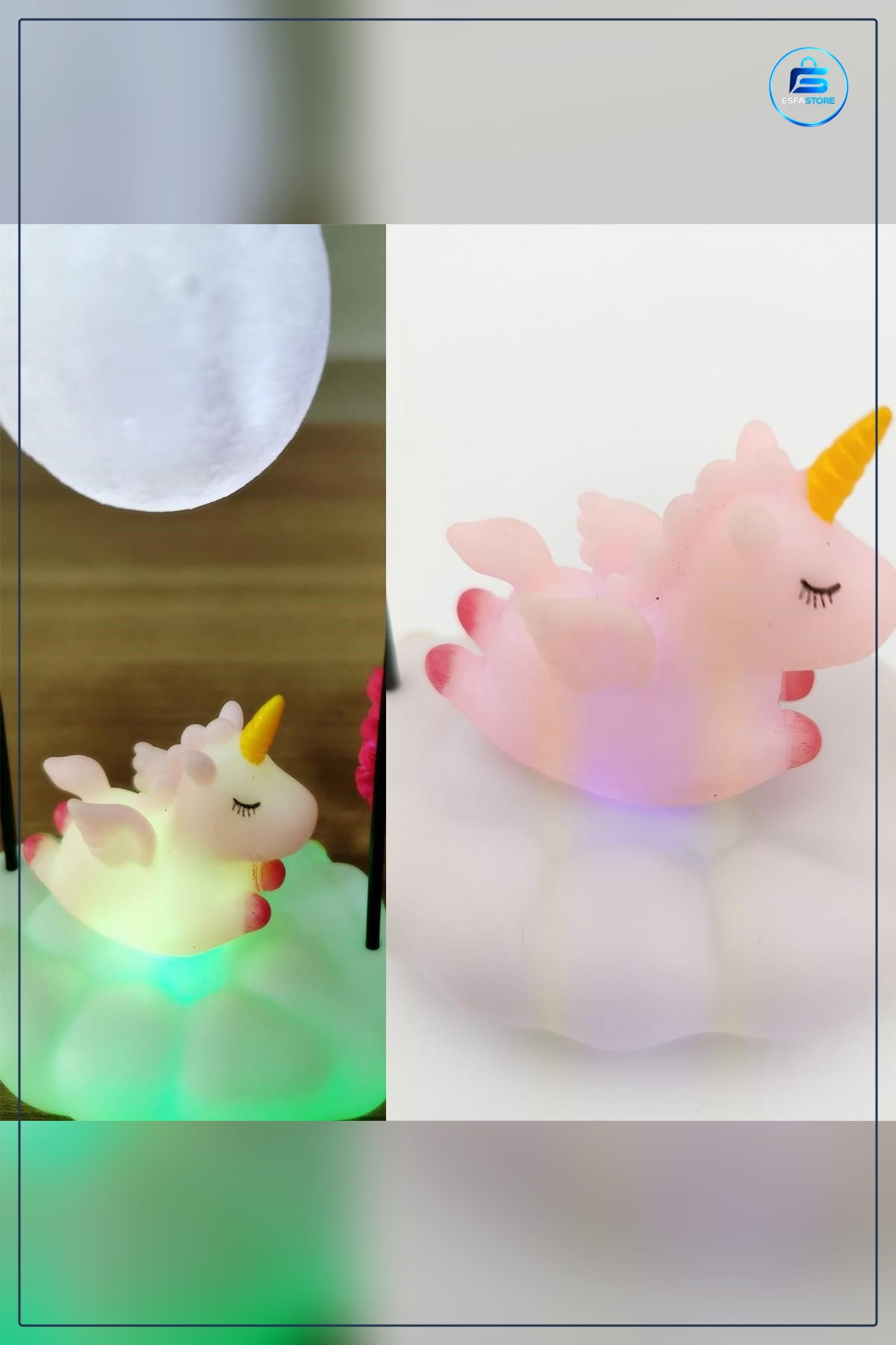 Unicornlu Gece Lambası Renk Değiştiren Sallanan Led Işıklı Bulut Tasarım 19 cm x 10