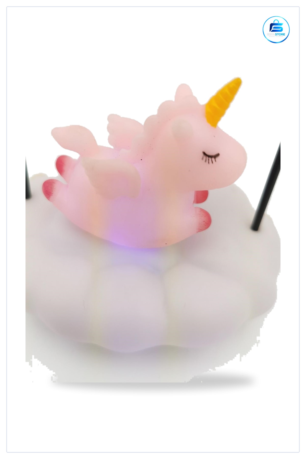 Unicornlu Gece Lambası Renk Değiştiren Sallanan Led Işıklı Bulut Tasarım 19 cm x 10