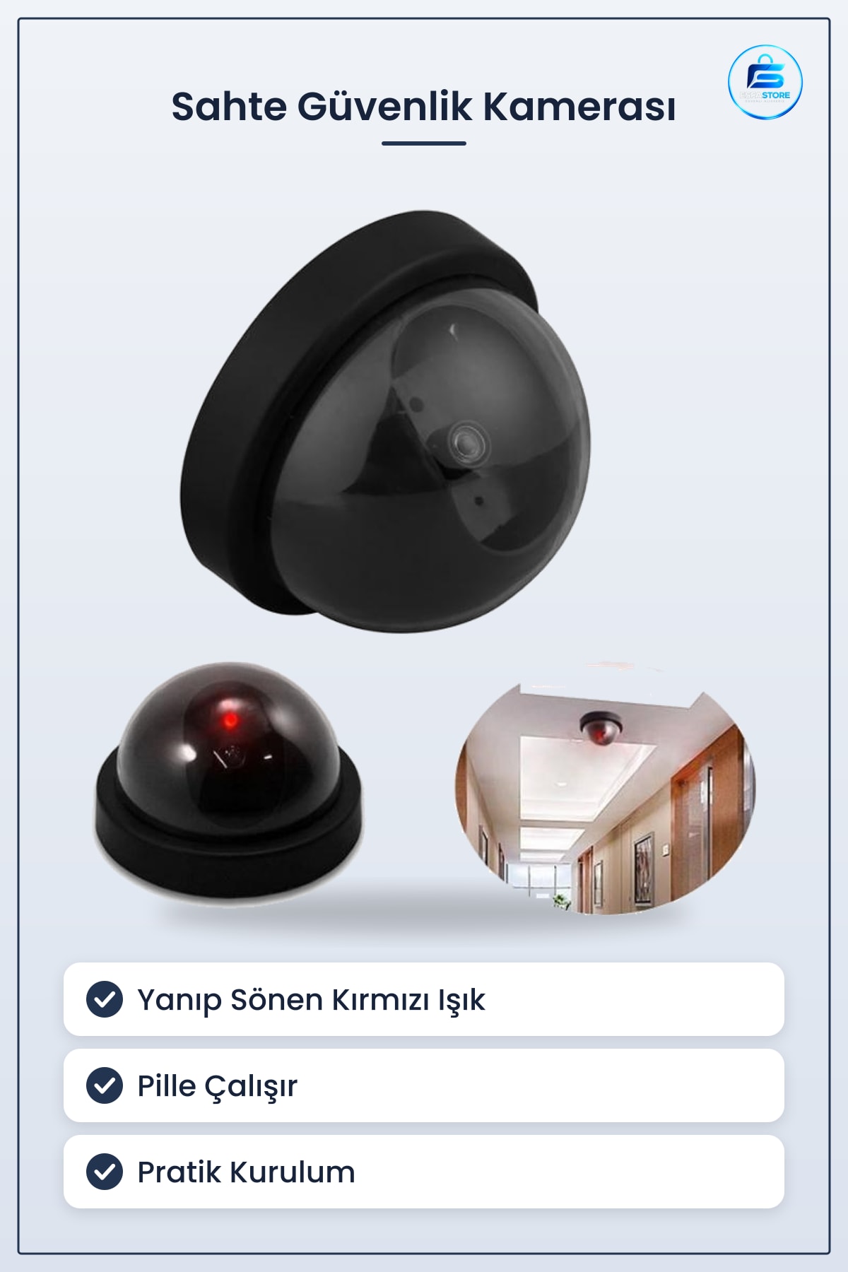 Gerçek Görünümlü Sahte Maket Güvenlik Kamerası Caydrıcı Hırsız Savar Kovucu Pratik Kurulum