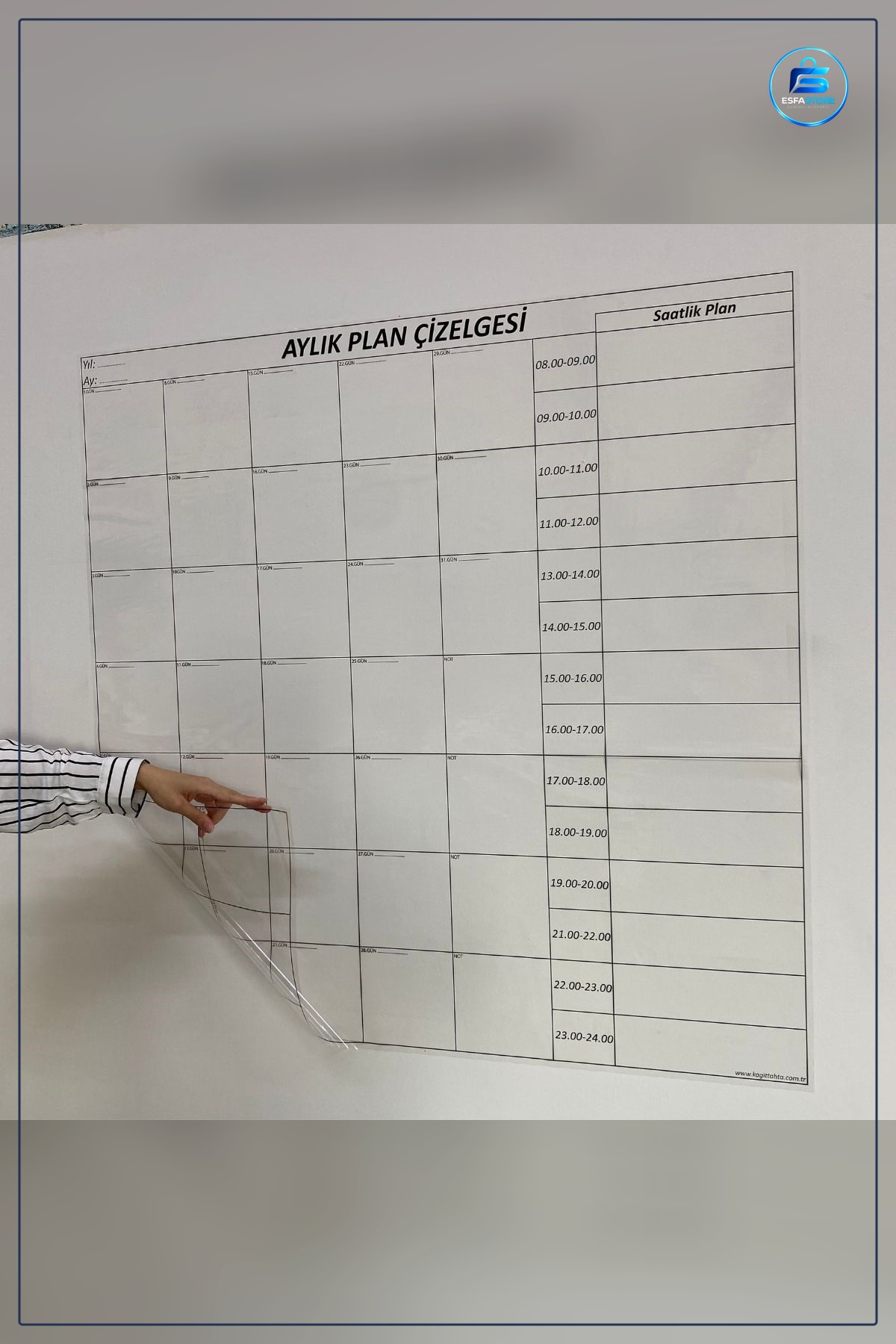 Aylık Planlayıcı Manyetik Duvar Stickerı Takvim Çizelgesi Mıknatıslı Ajanda Saatlik Plan