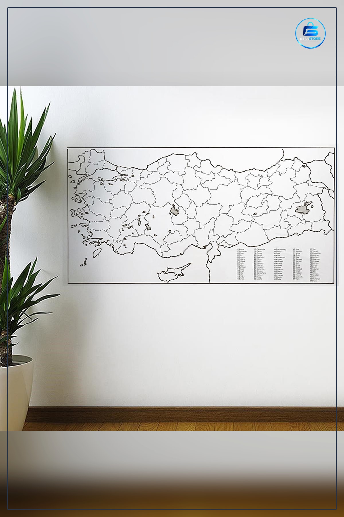 Yazılabilir Türkiye Haritası Manyetik Duvar Stickerı 110 x 56 cm Kullanışlı Dayanıklı
