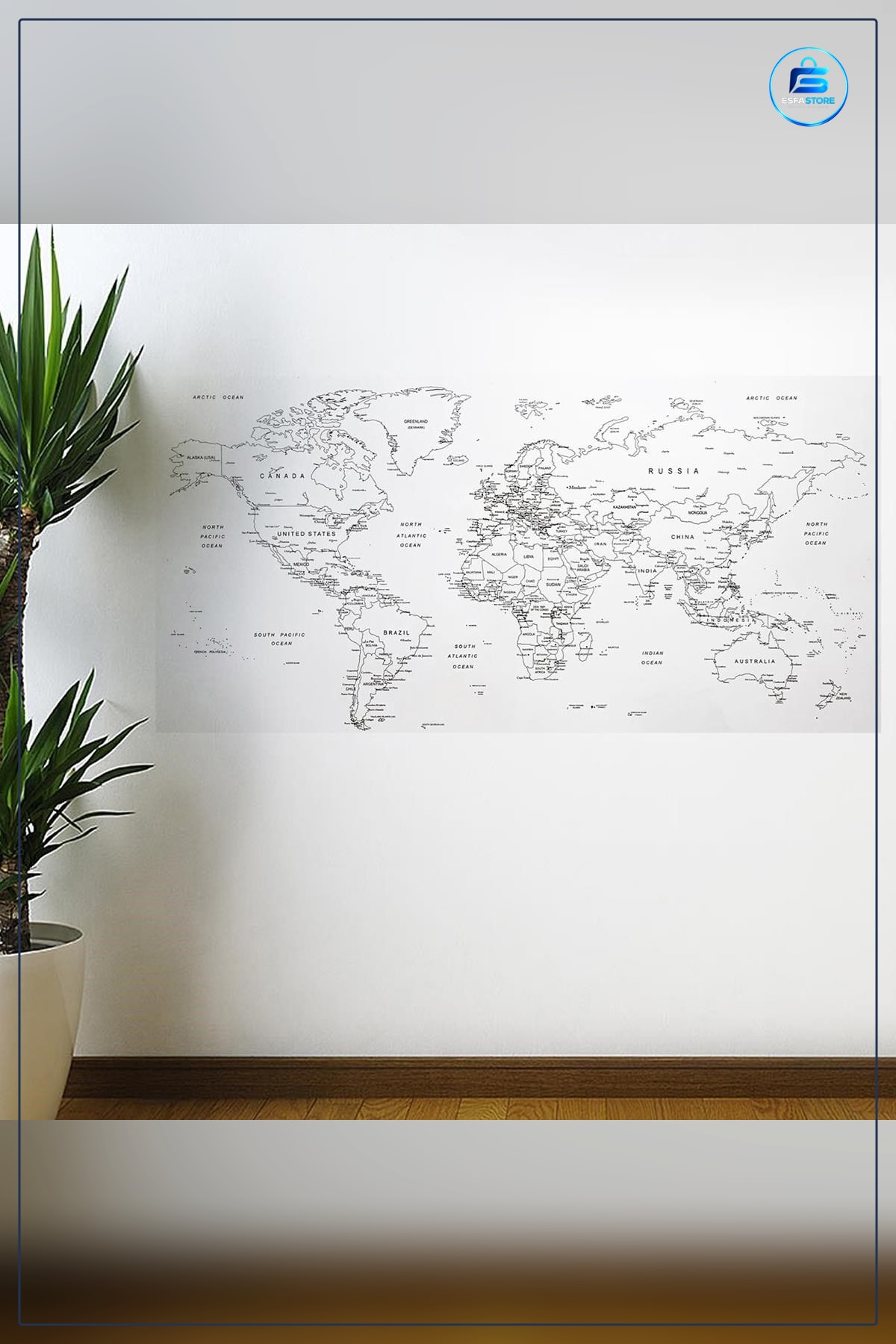 Duvar Stickerı Yazılabilir Manyetik Dünya Haritası 110 x 56 cm Yapıştırmasız Atlas Ev Dekorasyonu
