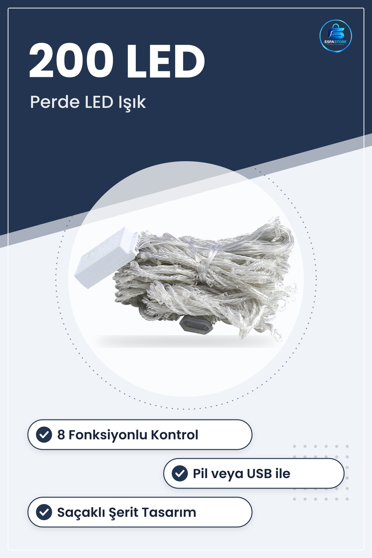 Perde Led Işık Saçak Şerit Dekoratif Fonksiyonlu Oda Dekoru Hediyelik Pratik Dayanıklı Kullanışlı