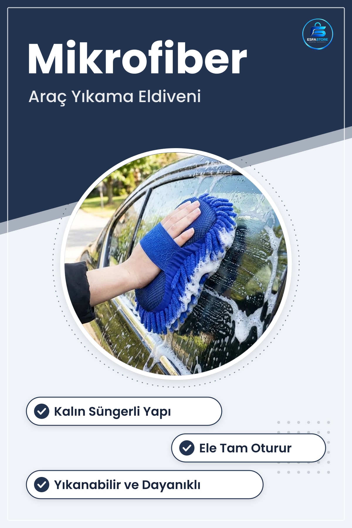 Mikrofiber Oto Yıkama Eldiveni Kalın Süngerli Araç Temizleme Bezi Ele Uyumlu Dayanıklı Pratik