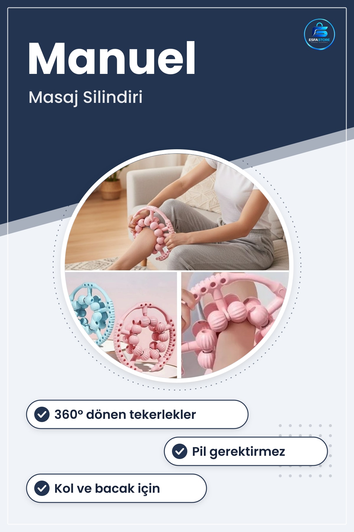 Ayarlanabilir Bacak Kol ve Uyluk Masaj Aleti Derin Doku Lenfatik Kas Silindiri Pratik Hediyelik
