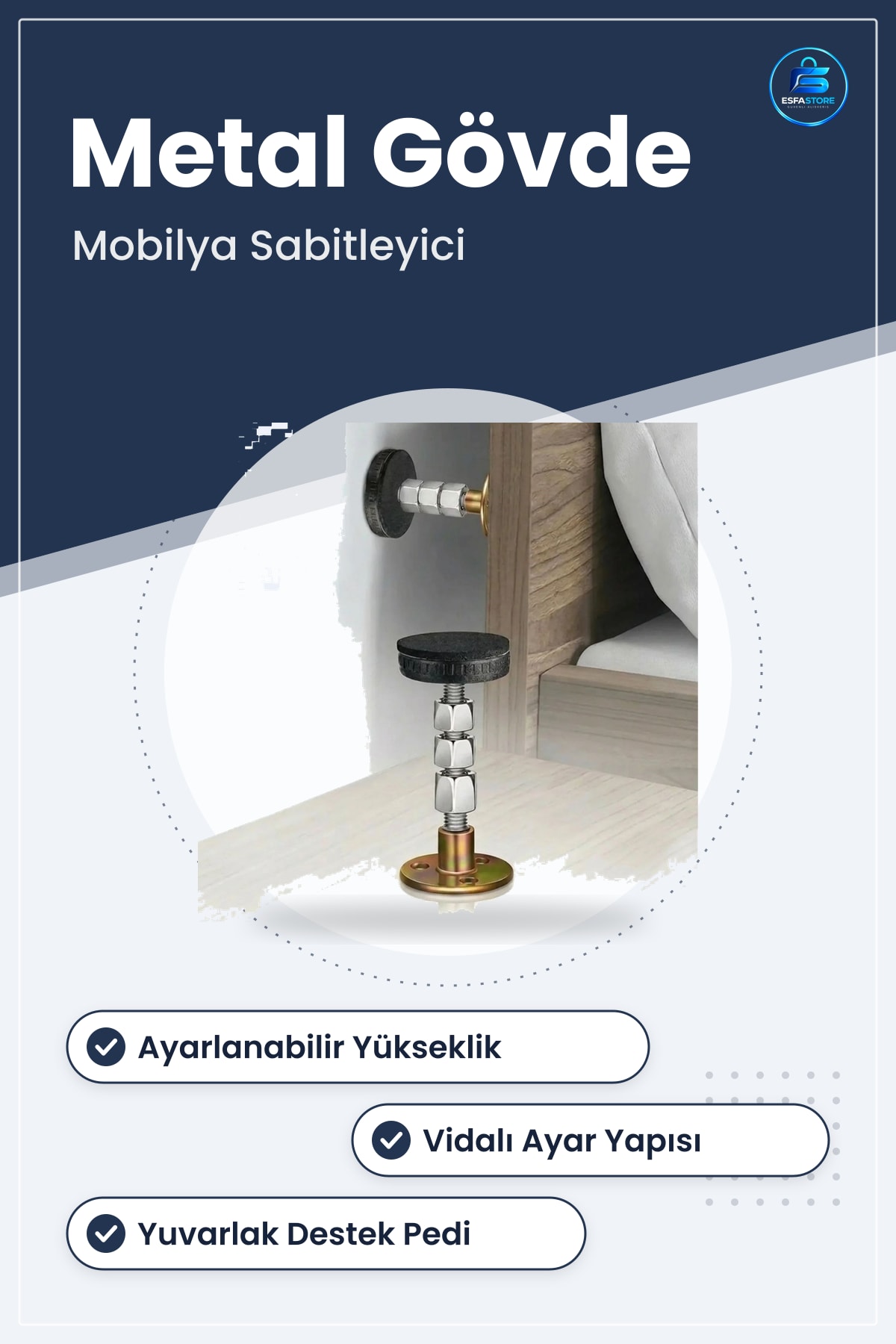 Mobilya Sabitleme Aparatı Yatak Başlığı Duvar Sabitleyici Sallanma Titreşim Önleyici Dayanıklı