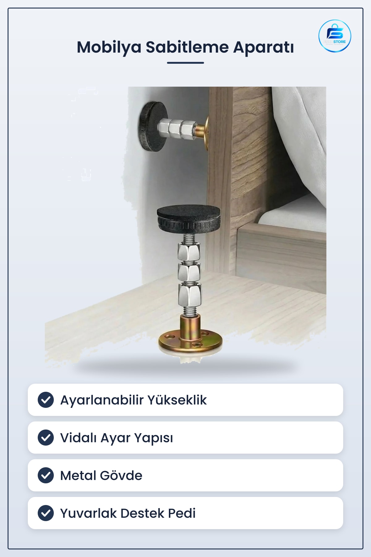 Mobilya Sabitleme Aparatı Yatak Başlığı Duvar Sabitleyici Sallanma Titreşim Önleyici Dayanıklı