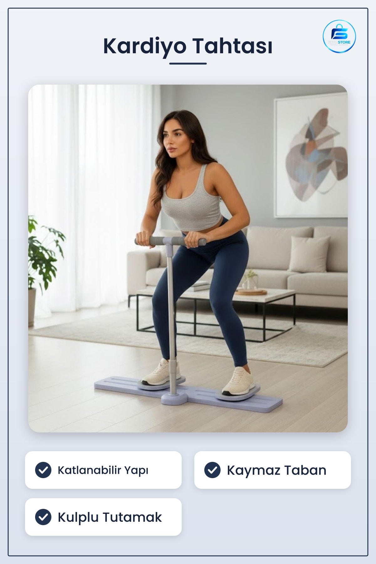 Katlanabilir Kardiyo Tahtası Bacak Kalça ve Core Güçlendirici Evde Spor Aleti Kullanışlı Pratik