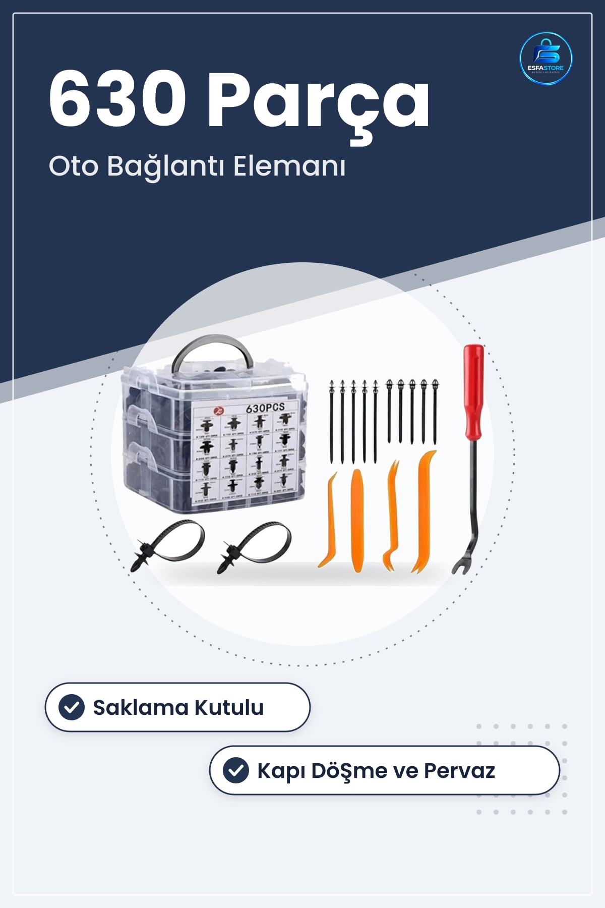 Oto Trim Klips Seti Kapı Döşeme Tampon Pervaz Raptiye Bağlantı Elemanı Evrensel Saklama Kutulu