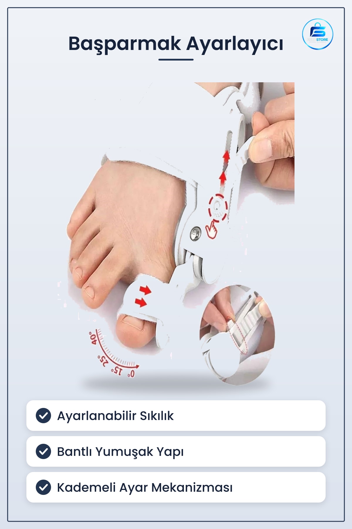 Ayarlanabilir Ayak Baş Parmak Düzeltici Halluks Valgus Bunyon Aparatı Ortopedik Destek Pratik