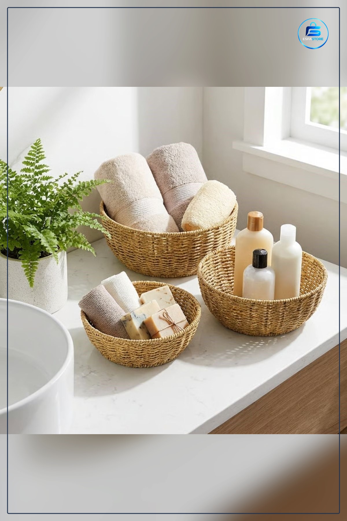 Plastik Rattan Çanak Seti Hasır Görünümlü İç İçe Geçebilen Sunum Kasesi Mutfak Organizer
