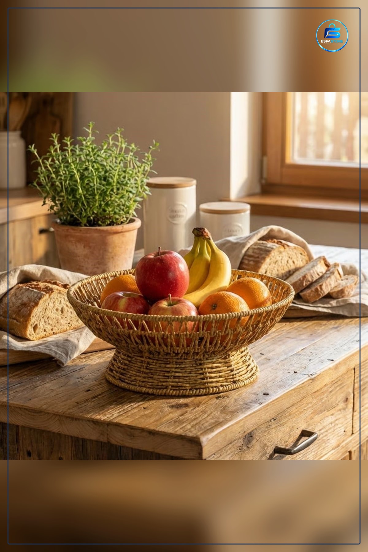 Plastik Rattan Servis Çanağı Doğal Hasır Görünümlü Dekoratif Meyve Ekmek ve Sunum Kasesi Pratik