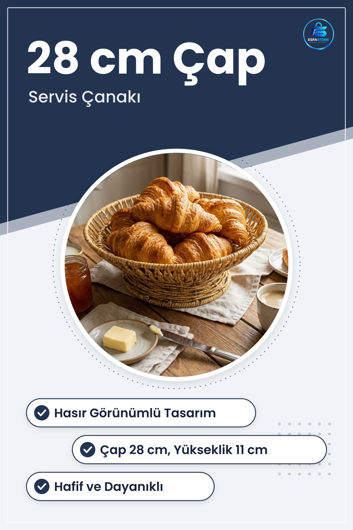 Plastik Rattan Servis Çanağı Doğal Hasır Görünümlü Dekoratif Meyve Ekmek Sunum Kasesi Hafif