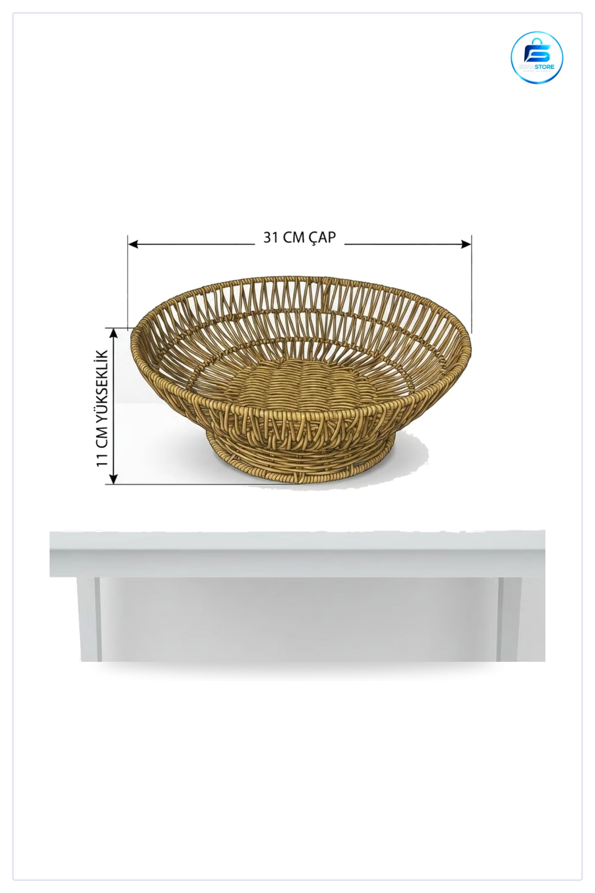 Plastik Rattan Servis Çanağı Doğal Hasır Görünümlü Dekoratif Meyve Ekmek ve Sunum Kasesi Pratik