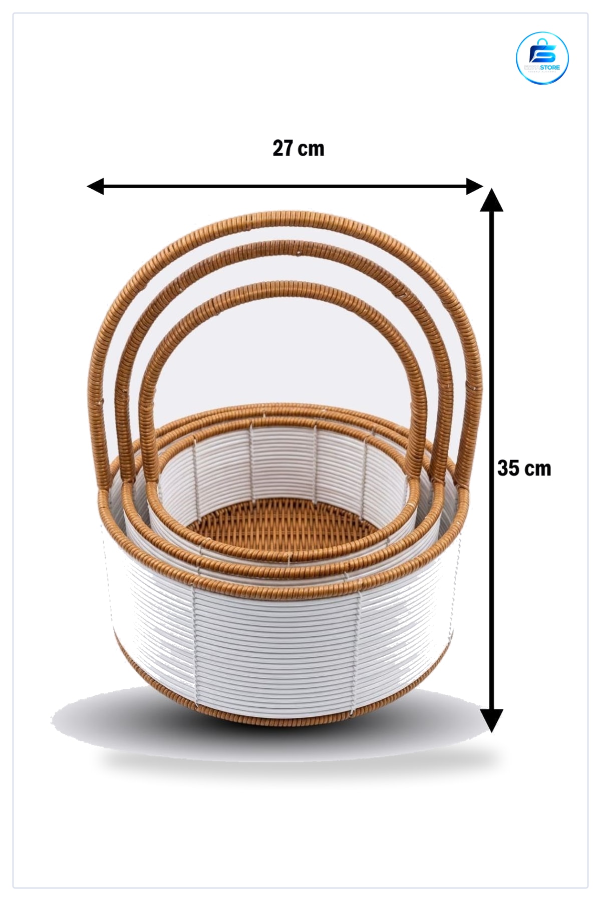 İç İçe Geçebilen Plastik Rattan Sepet Seti Saplı Çok Amaçlı Düzenleyici Mutfak Banyo Organizer