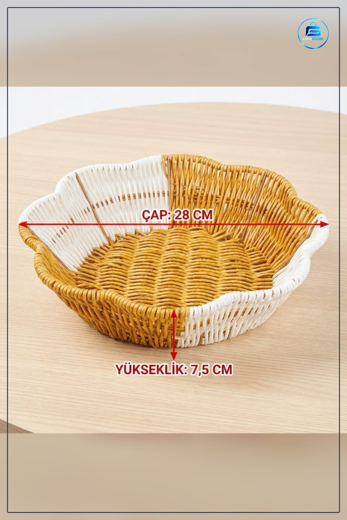 Çiçek Model Plastik Rattan Ekmek ve Meyve Sepeti Mutfak Banyo Düzenleyici Yıkanabilir Organizer
