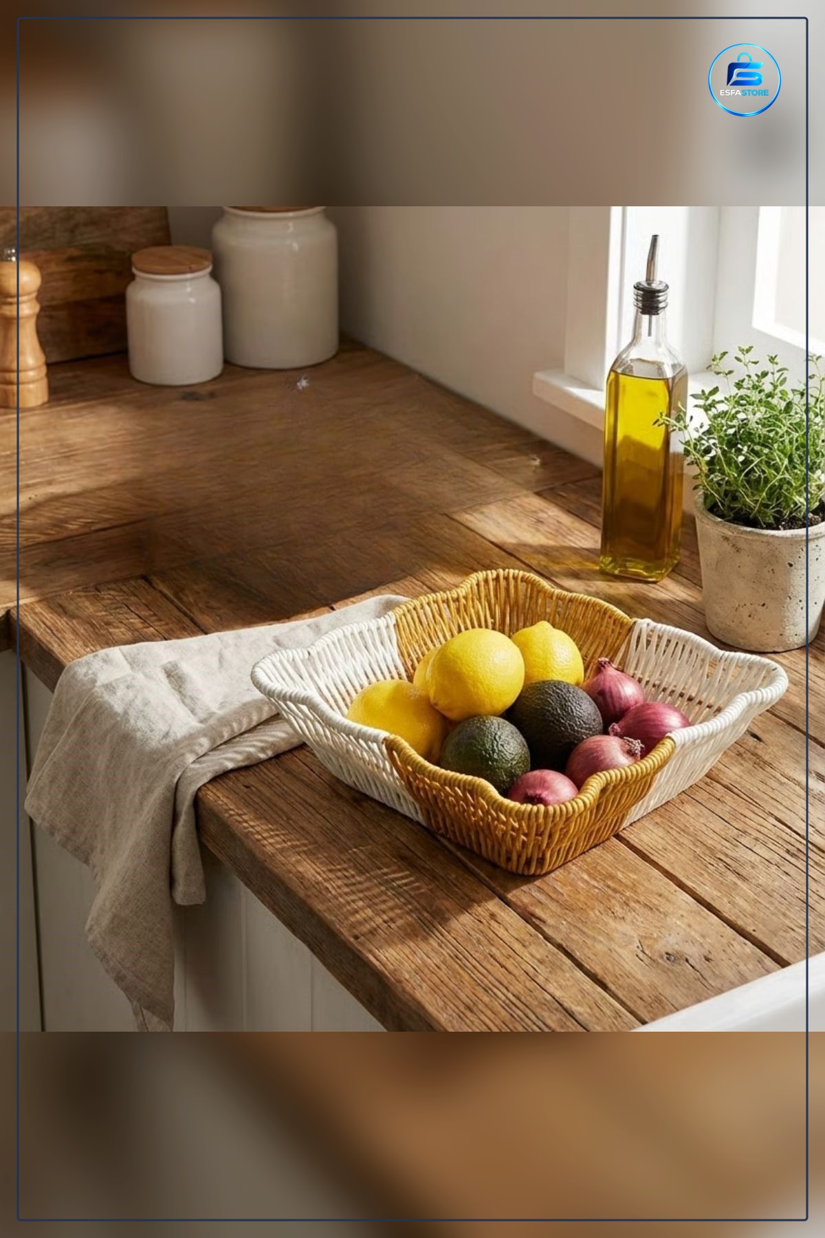 Kare Dalgalı Plastik Rattan Ekmek Meyve Sepeti Banyo Mutfak Düzenleyici Yıkanabilir Organizer