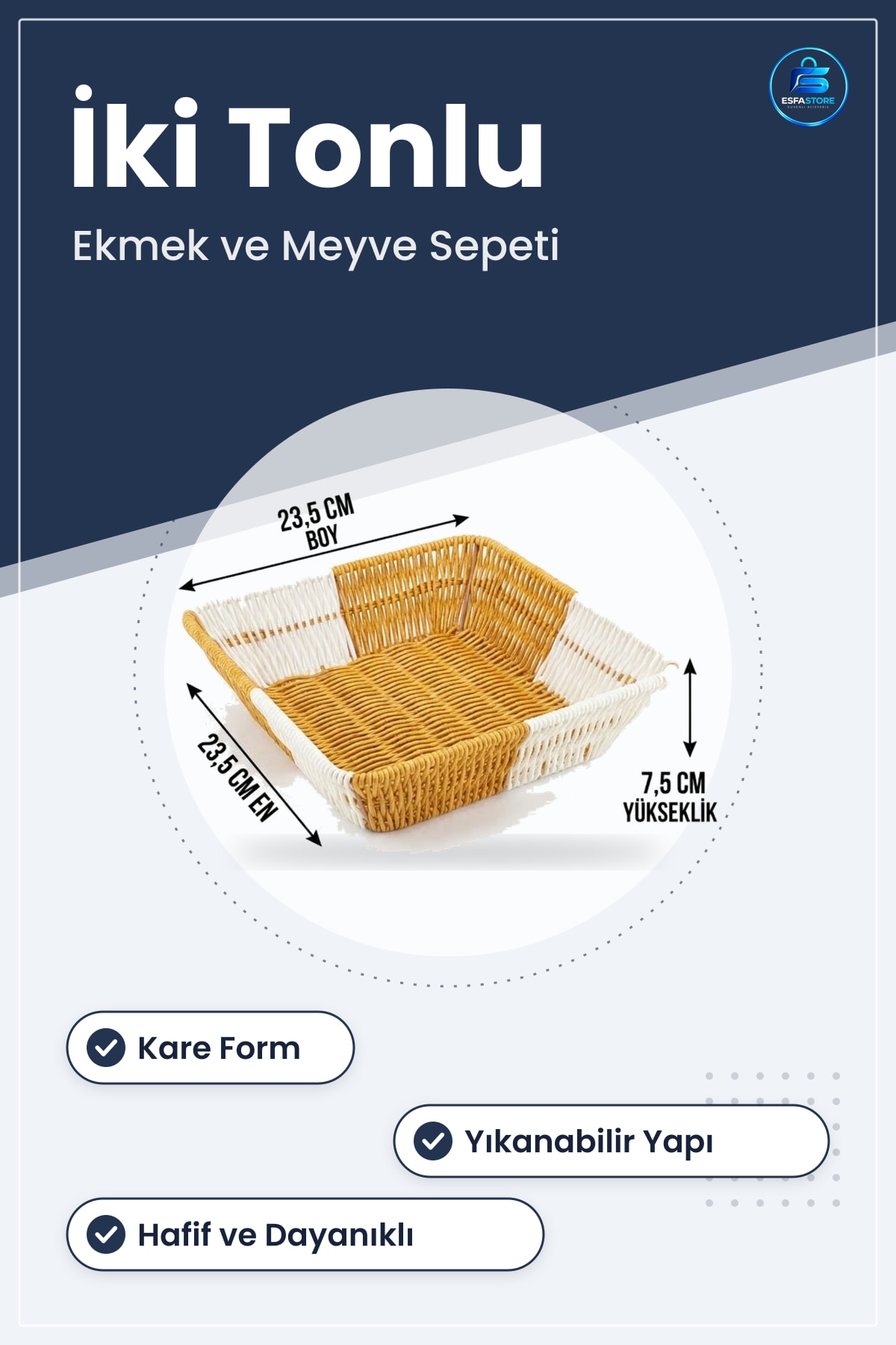 Kare Plastik Rattan Ekmek ve Meyve Sepeti Mutfak Banyo Düzenleyici Organizer Yıkanabilir Pratik