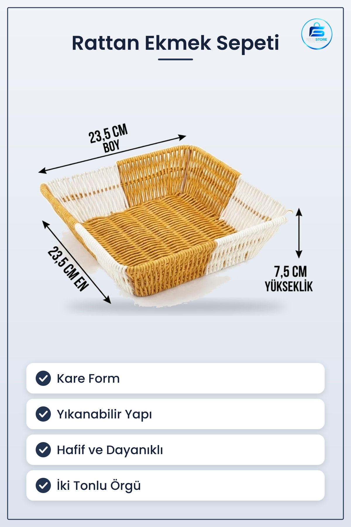 Kare Plastik Rattan Ekmek ve Meyve Sepeti Mutfak Banyo Düzenleyici Organizer Yıkanabilir Pratik
