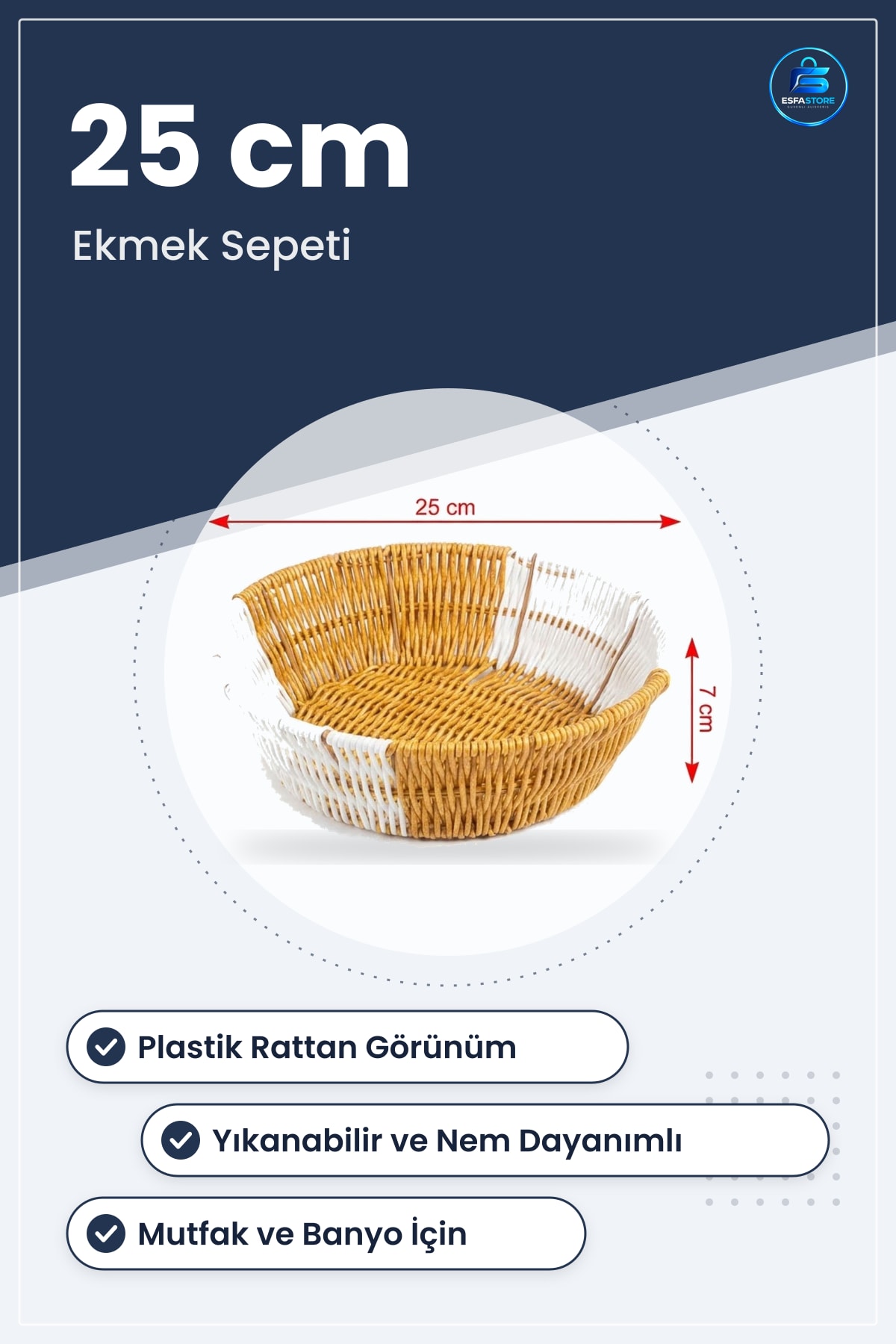 Plastik Rattan Yuvarlak Ekmek Meyve Sepeti Banyo Mutfak Düzenleyici Yıkanabilir Tezgah Üstü Sepet