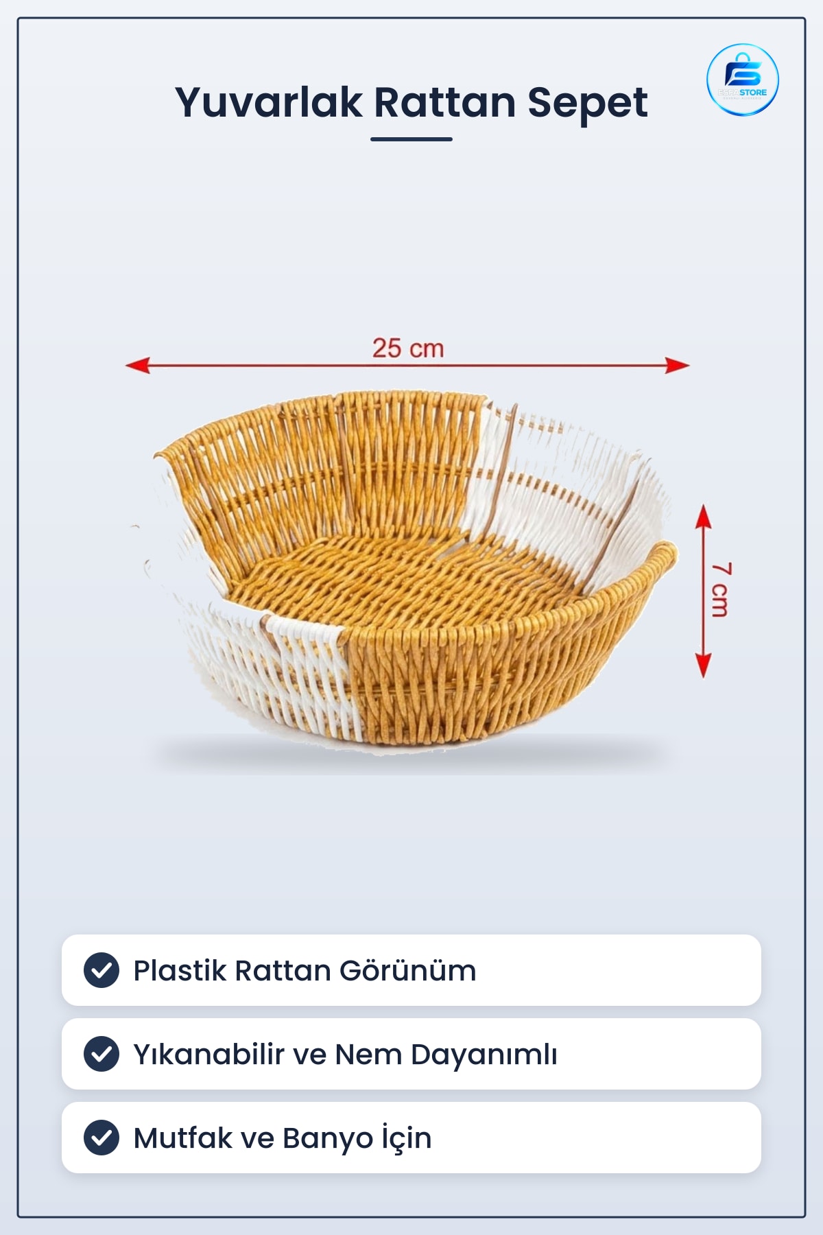 Plastik Rattan Yuvarlak Ekmek Meyve Sepeti Banyo Mutfak Düzenleyici Yıkanabilir Tezgah Üstü Sepet