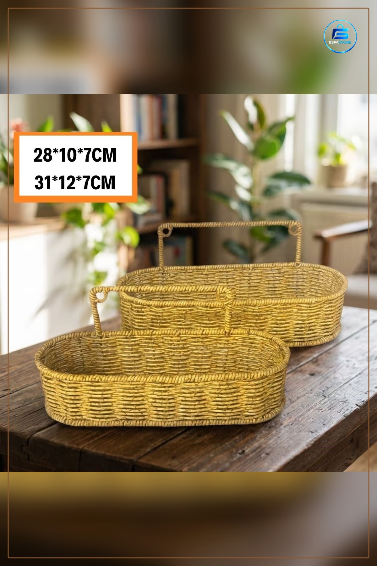 Duvar Askılı Plastik Rattan Organizer Oval Hasır Görünümlü Mutfak Banyo Raf Sepeti Düzenleme