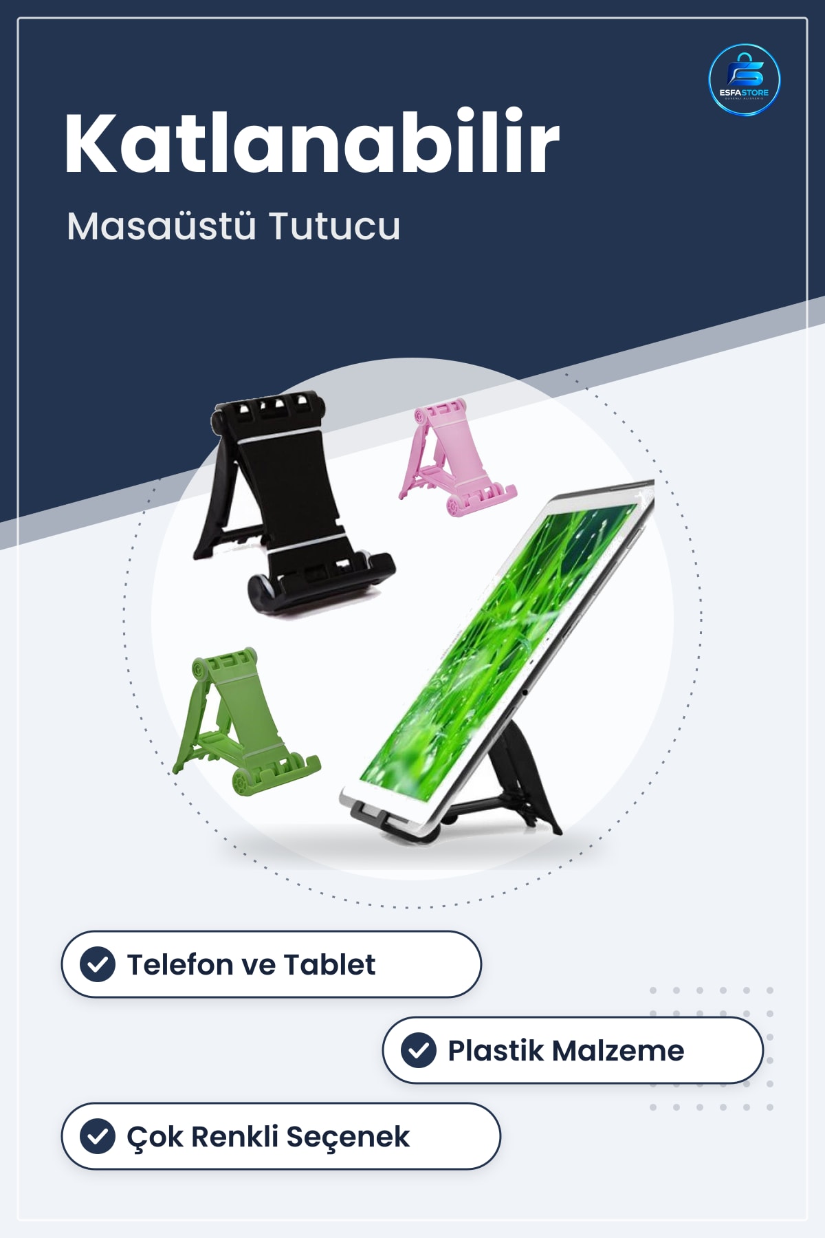 Cep Telefonu Tablet Standı Katlanabilir Masaüstü Tutucu Aparat Portatif Plastik Pratik Mini