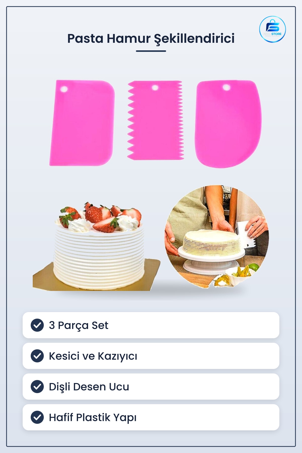 Pasta Hamur Şekillendirici Spatula Kesici Kazıyıcı Dekoratör Seti Mutfak İçin Kullanışlı Pratik