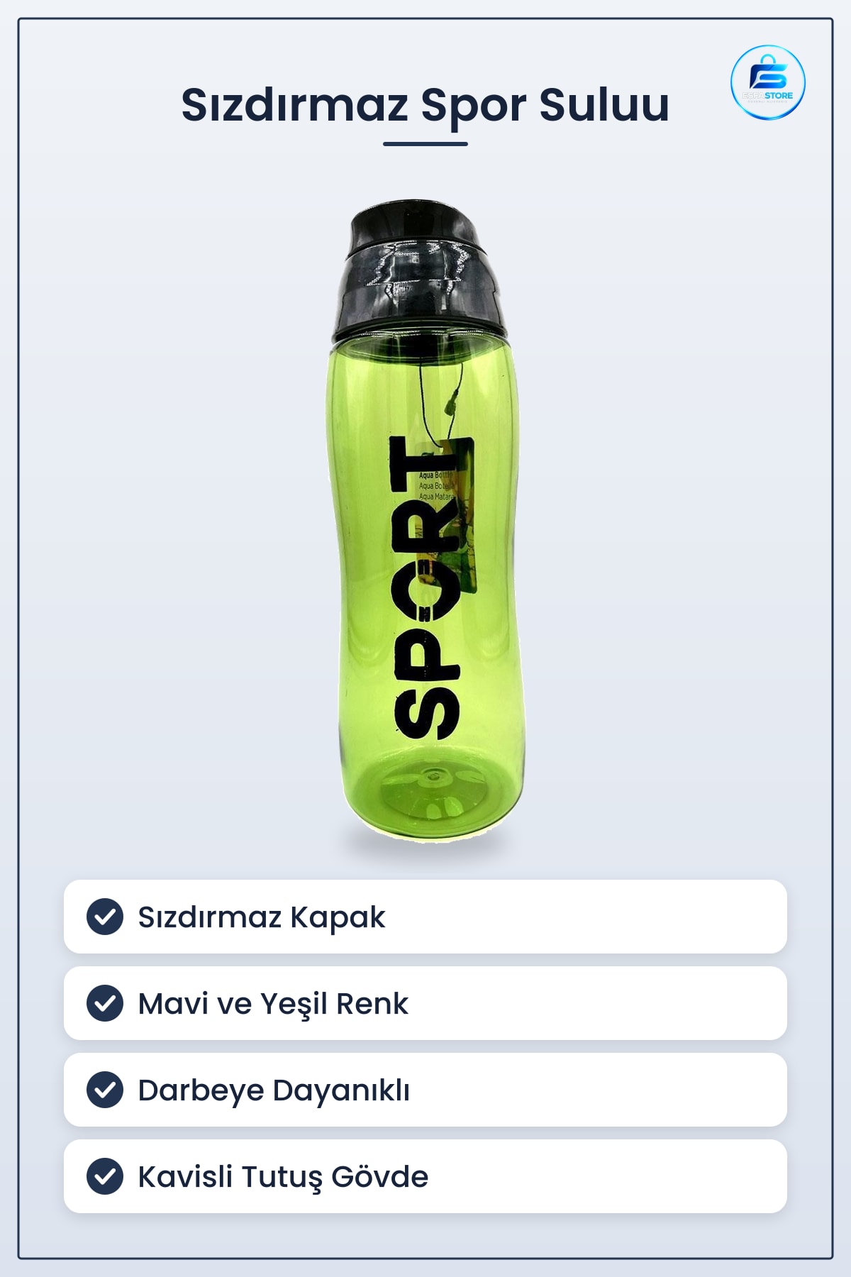 Su Matarası Darbeye ve Isıya Dayanıklı Sızdırmaz Kapaklı Spor Suluğu Pratik Hediyelik Kullanışlı