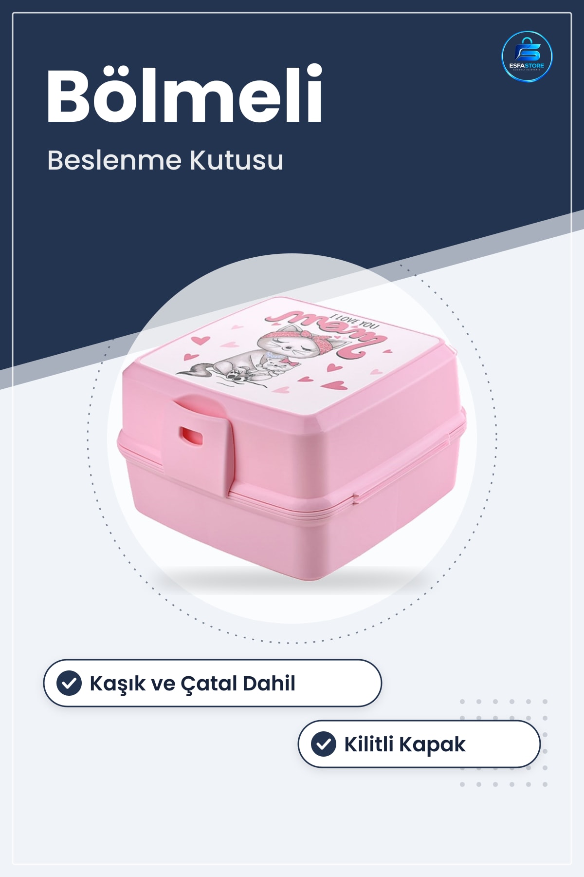 Çocuk Beslenme Kutusu Kaşık Çatallı Bölmeli Sızdırmaz Kapaklı Kilitli Pratik Dayanıklı Kullanışlı