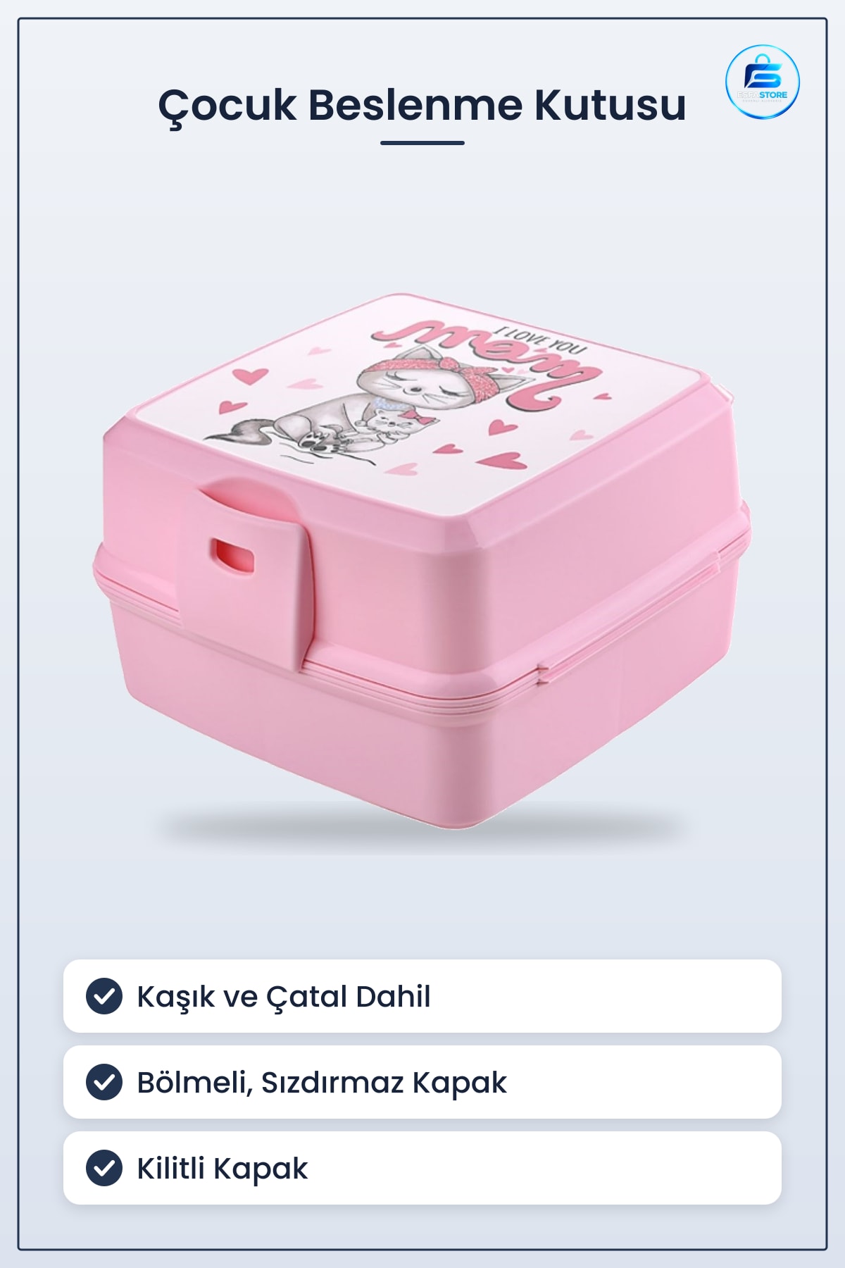 Çocuk Beslenme Kutusu Kaşık Çatallı Bölmeli Sızdırmaz Kapaklı Kilitli Pratik Dayanıklı Kullanışlı