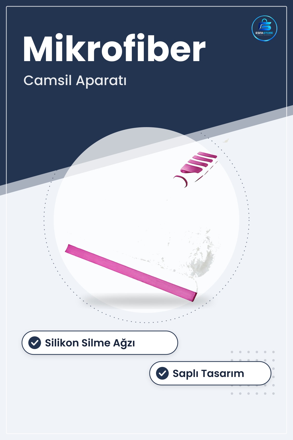 Mikrofiber Peluşlu Cam Silme Aleti Camsil Aparatı Pratik Kolay Silici 20 cm 25 Ev Temizlik