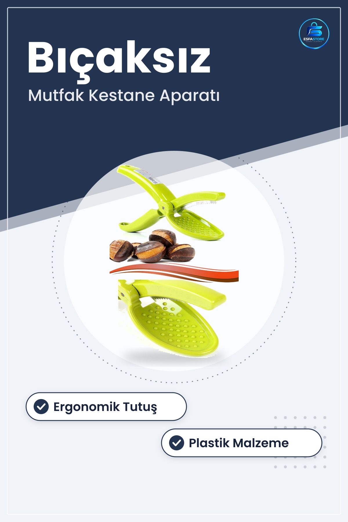 Kestane Çizici 16 x 10 cm Pratik Plastik Mutfak Kesici Aparat Bıçaksız Kolay Kullanım 1 Adet
