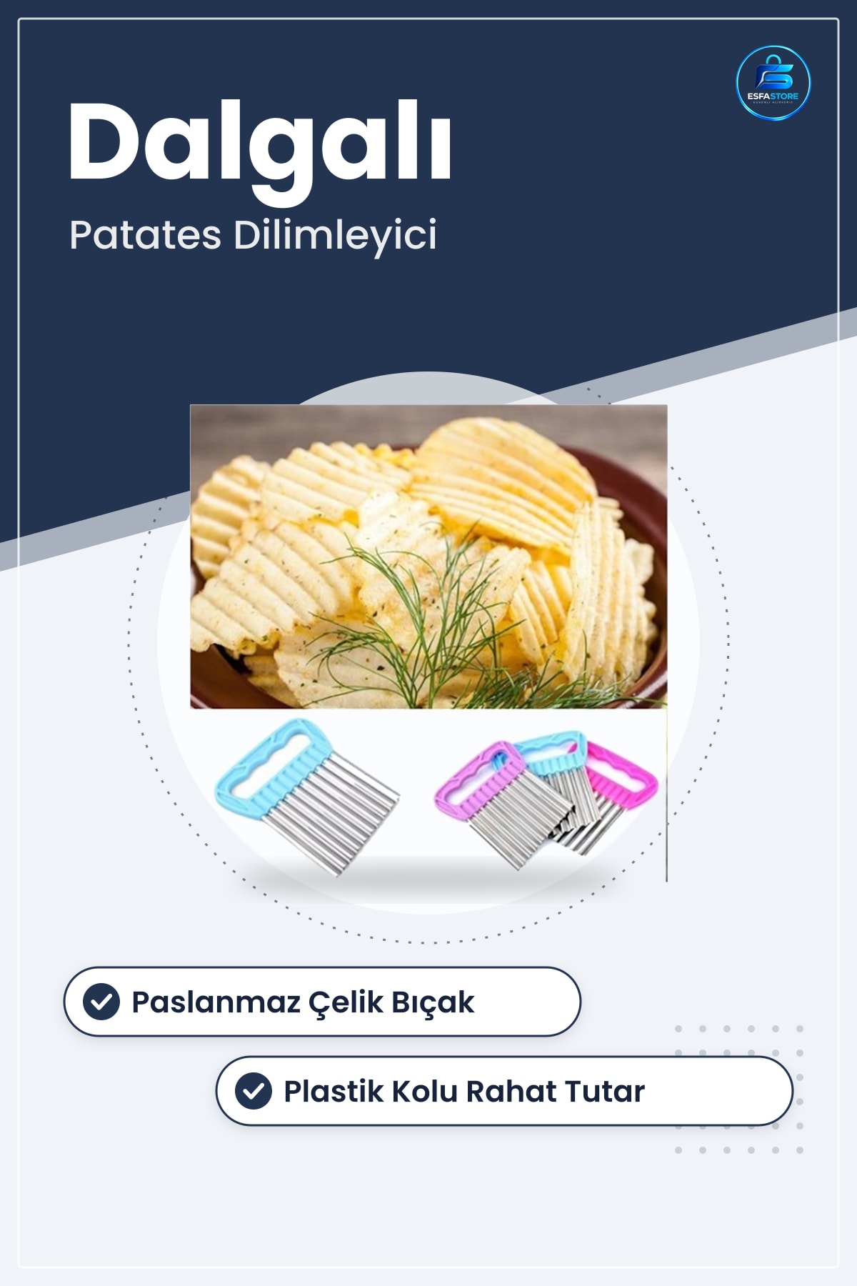 Dalgalı Patates Dilimleyici Paslanmaz Çelik Bıçak Meyve Sebze Doğrama Aleti Kıvırcık Kesim