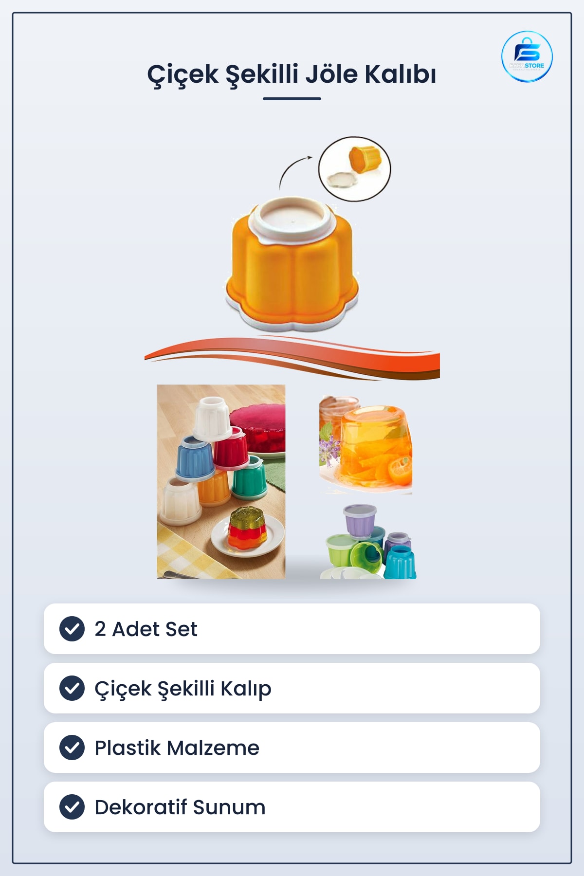 Jöle Kalıbı 2 Adet Çiçek Şekilli Plastik Muhallebi Şekillendirici Dekoratif Aparat