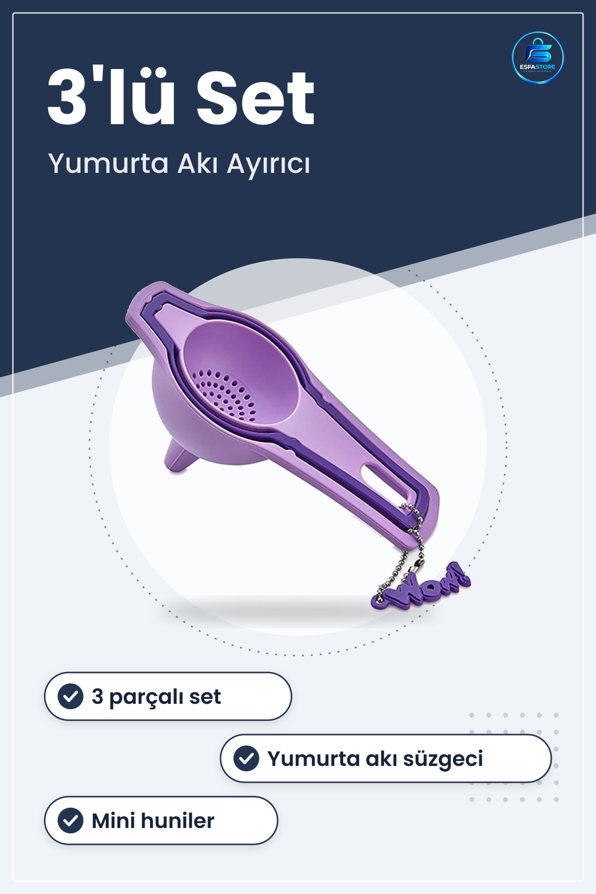 Yumurta Akı Ayrıcı Süzgеç Mini Huni Seti Pratik Mutfak Gereci Dayanıklı Kullanışlı Hediyelik