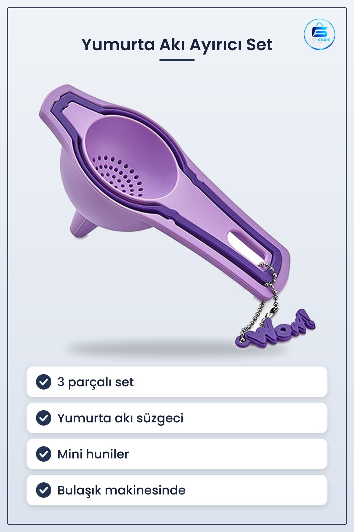 Yumurta Akı Ayrıcı Süzgеç Mini Huni Seti Pratik Mutfak Gereci Dayanıklı Kullanışlı Hediyelik